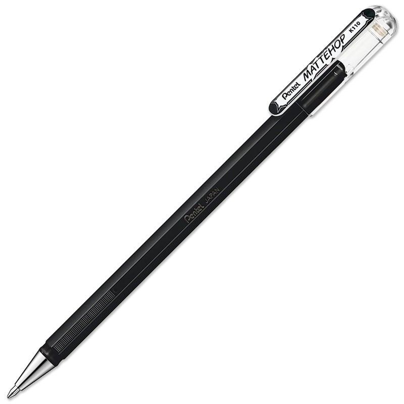 بنتل Pentel Mattehop - أقلام الجل السائل ذات الكرة الدوارة - K110-1.0mm Nib - 1 من كل لون - عبوة من 8 قطع - في عبوة وسادة - Image 4